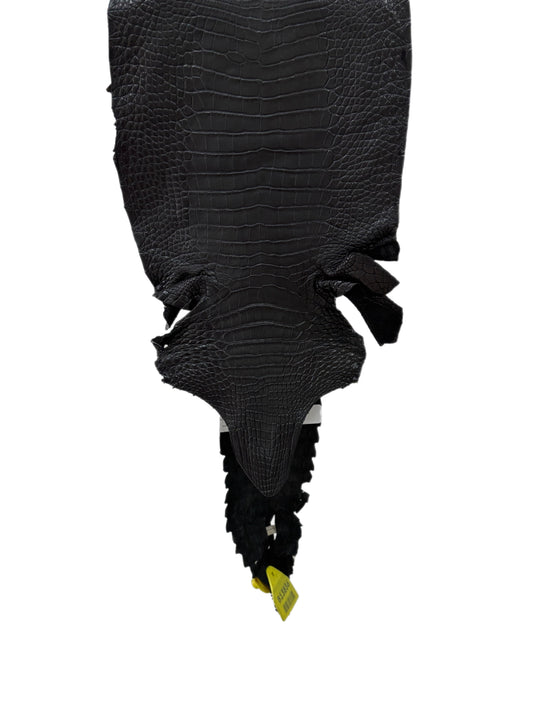 21 cm Grade 1/2 Black Matte Wild American Alligator Leather - Tag: LA08-0234226