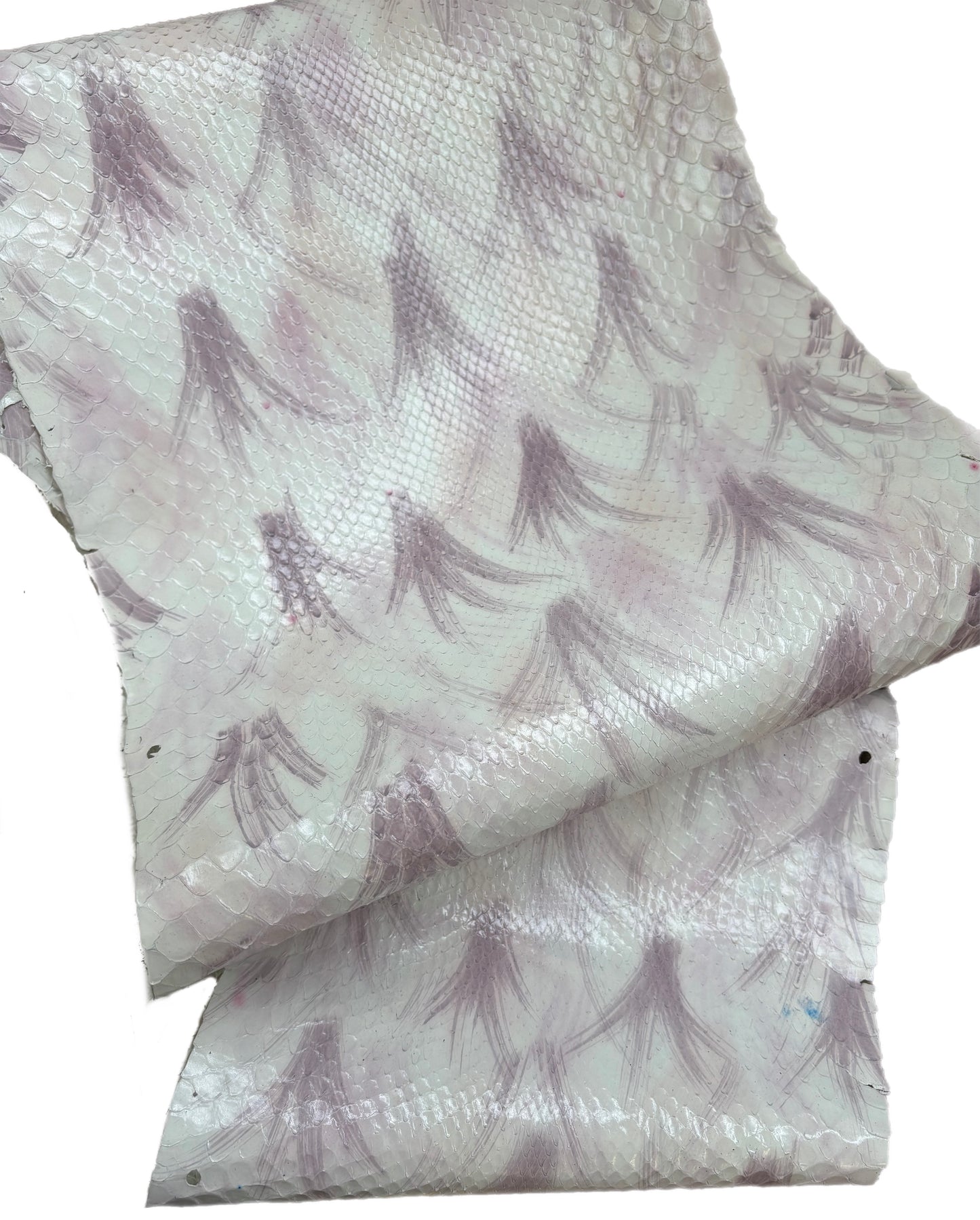 1.35 M Front Cut White and Lavender Glazed Python Leather