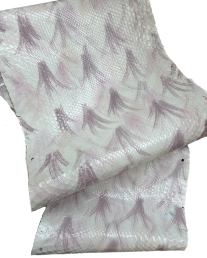 1.35 M Front Cut White and Lavender Glazed Python Leather