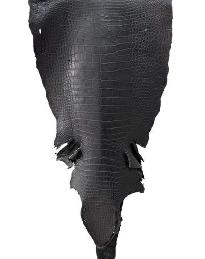 44 cm Grade 2/3 Black Matte Wild American Alligator Leather - Tag: LA22-0004081