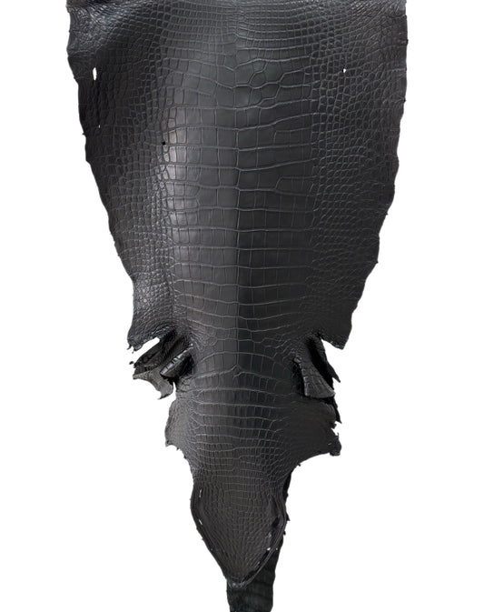 44 cm Grade 2/3 Black Matte Wild American Alligator Leather - Tag: LA22-0004081