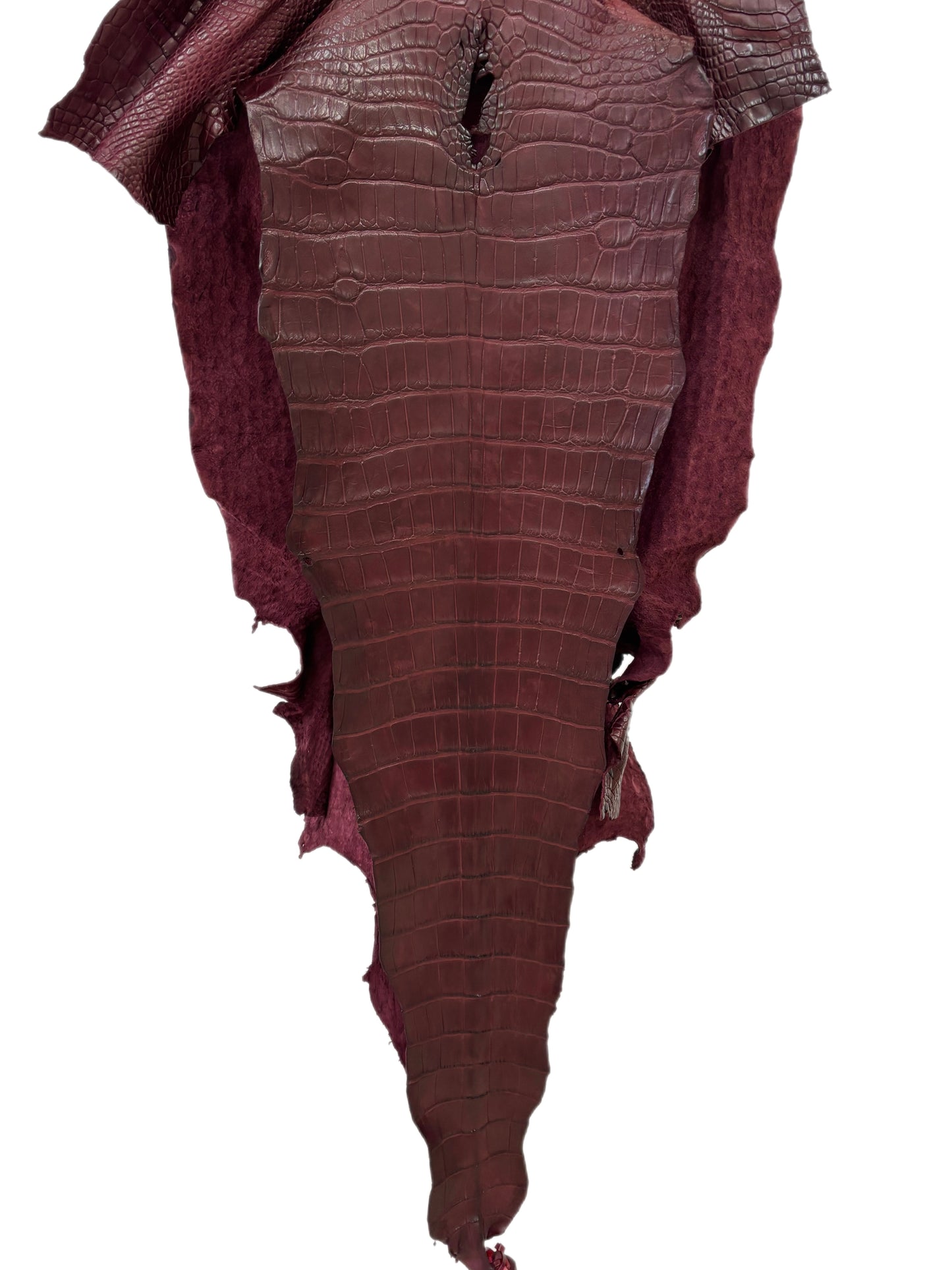 45 cm Grade 3/4 Bordeaux Matte Wild American Alligator Leather - Tag: LA24-0022770