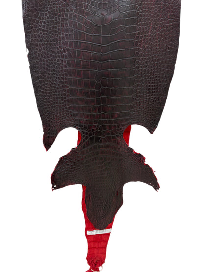 44 cm Grade 3/4 Black Cherry Matte Wild American Alligator Leather - Tag: LA23-0015408