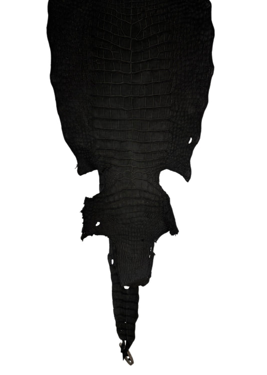 36 cm Grade 2/3 Black Nubuck Wild American Alligator Leather - Tag: LA23-0001295