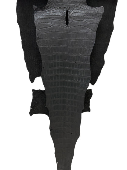 45 cm Grade 2/3 Black Matte Wild American Alligator Leather - Tag: LA22-0004052