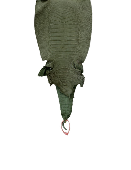 New Color! 21 cm Grade 1/2 Sage Green Matte Farm-Raised American Alligator Leather - Tag: LA24-0228919