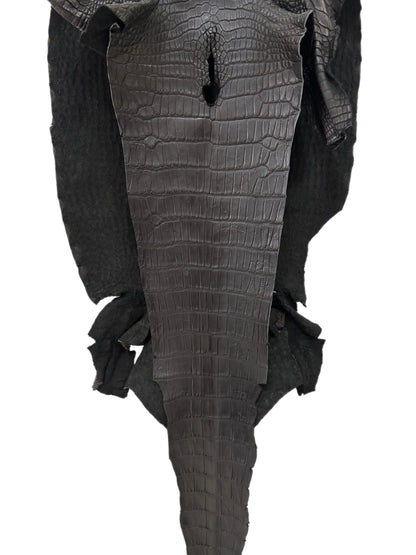 42 cm Grade 4/5 Black Matte Wild American Alligator Leather - Tag: LA23-0001374