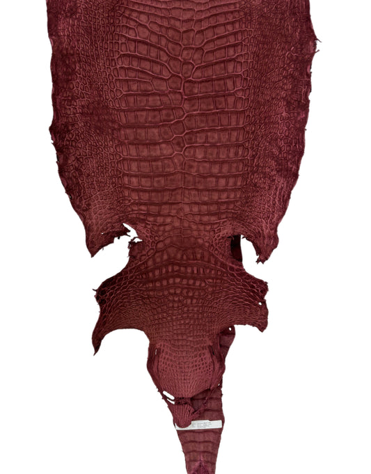 40 cm Grade 2/3 Bordeaux Nubuck Wild American Alligator Leather - Tag: LA18-0037372