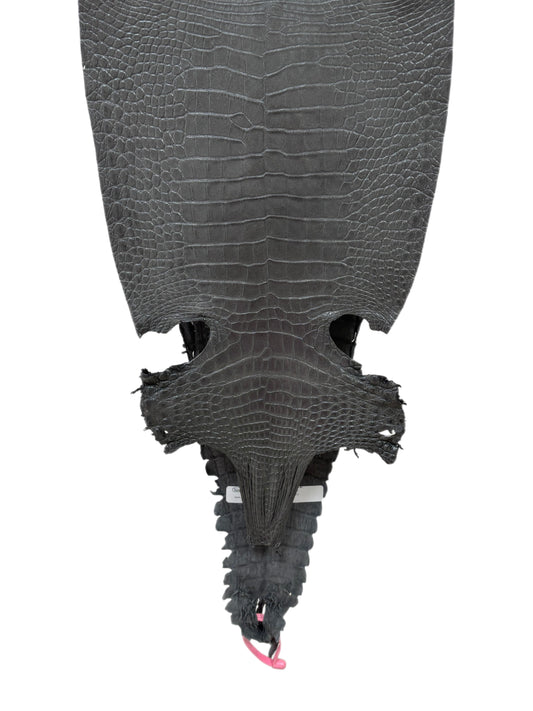 27 cm Grade 1 Gunmetal Matte Farm-Raised American Alligator Leather - Tag: FL21-0024994