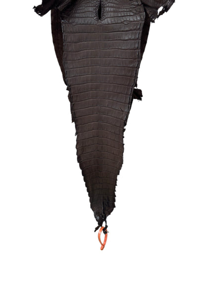 27 cm Grade 2/3 Chocolate Matte Farm-Raised American Alligator Leather - Tag: FL21-0024011