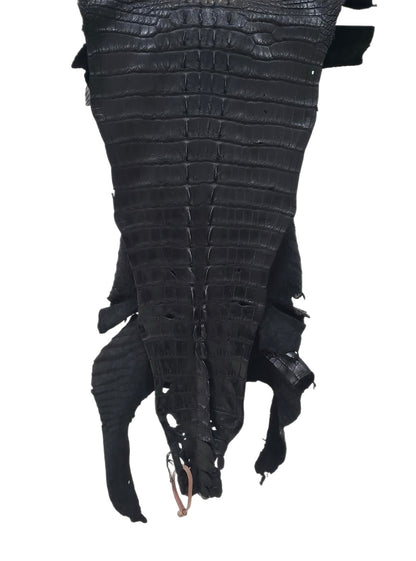 47 cm Grade 3/4 Black Matte American Alligator Hornback Leather - Tag: FL14-0007684
