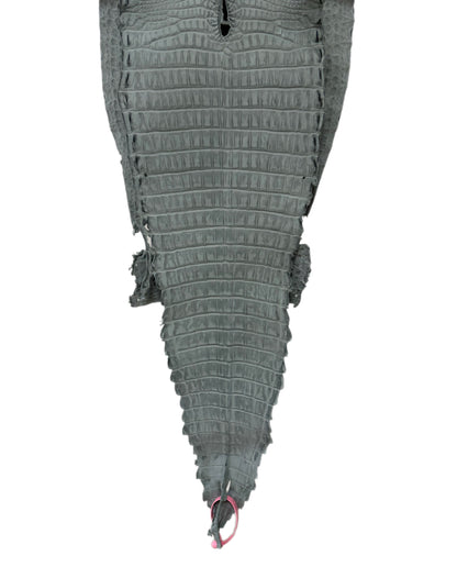 New Color and Finish! 27 cm Grade 1/2 Charcoal Grey Nubuck Farm-Raised American Alligator Leather - Tag: FL21-0024026