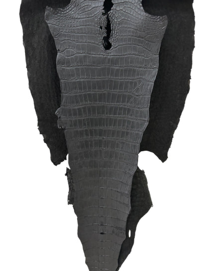 55 cm Grade 4/5 Black Matte Wild American Alligator Leather - Tag: LA22-0030448