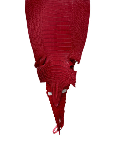 26 cm Grade 1 Candy Apple Red Matte Farm-Raised American Alligator Leather - Tag: FL21-0024615