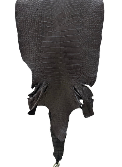 42 cm Grade 4/5 Black Matte Wild American Alligator Leather - Tag: LA23-0001374