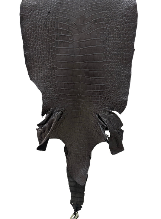 42 cm Grade 4/5 Black Matte Wild American Alligator Leather - Tag: LA23-0001374