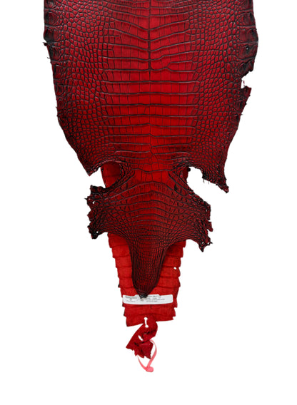 27 cm Grade 1/2 Candy Apple Red Antique Farm-raised American Alligator Leather - Tag: FL21-0024057
