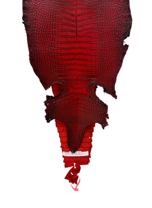27 cm Grade 1/2 Candy Apple Red Antique Farm-raised American Alligator Leather - Tag: FL21-0024057