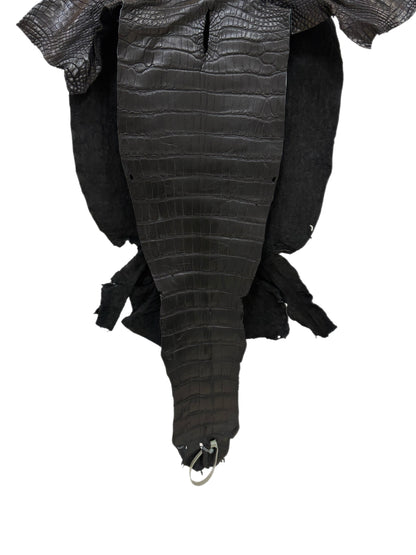 38 cm Grade 3/4 Black Matte Wild American Alligator Leather - Tag: LA23-0014579