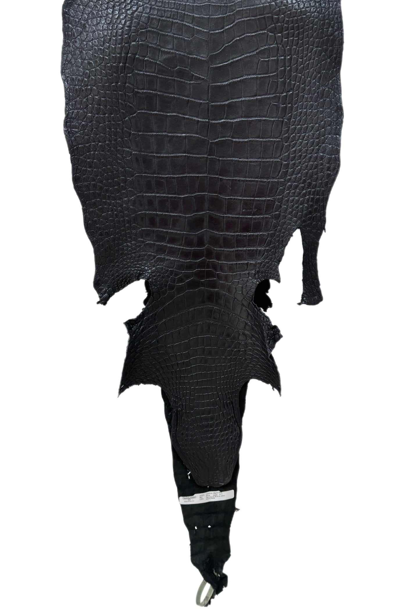 38 cm Grade 4/5 Metallic Black Shimmer Matte Wild American Alligator Leather - Tag: LA23-0002003