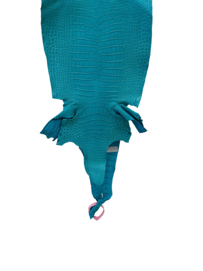 25 cm Grade 1/2 Turquoise Matte Farm-Raised American Alligator Leather - Tag: LA24-0228900
