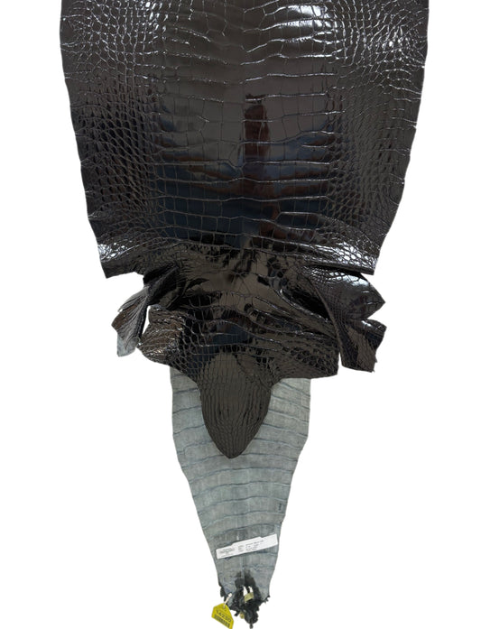 37 cm Grade 1 Black Glazed Farm-Raised American Alligator Leather - Tag: GA13-0021215