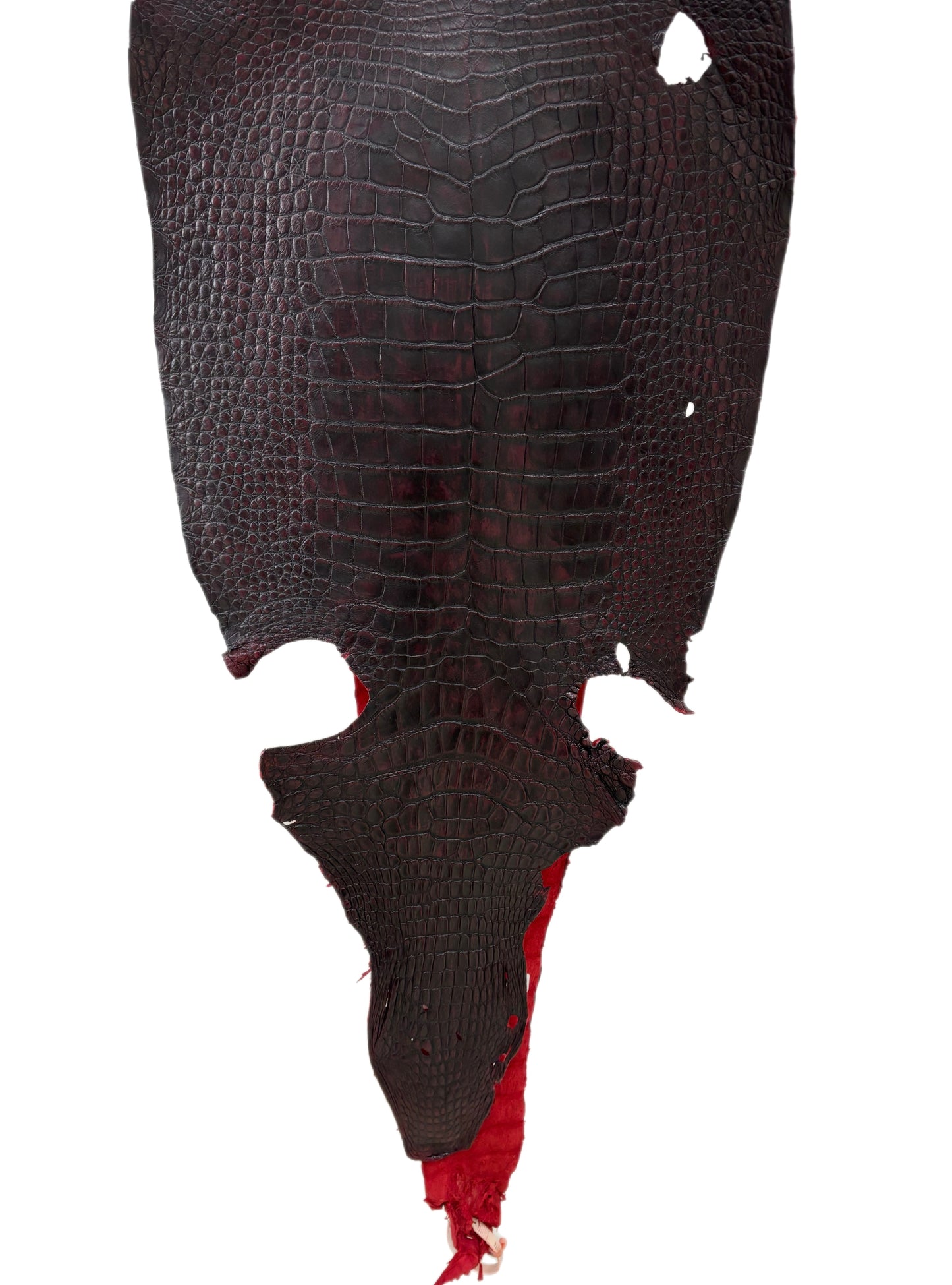 42 cm Grade 3/4 Black Cherry Matte Wild American Alligator Leather - Tag: LA23-0048174