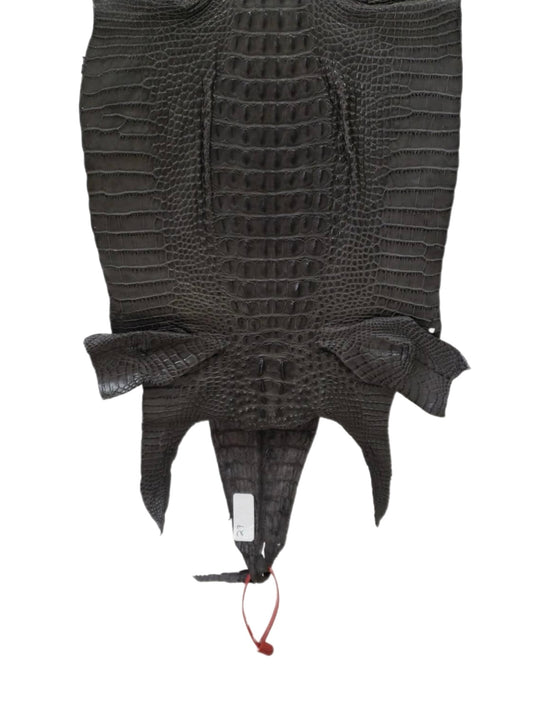 27 cm Grade 2/3 Charcoal Grey Matte Farm-Raised American Alligator Hornback Leather - Tag: LA04-0238697