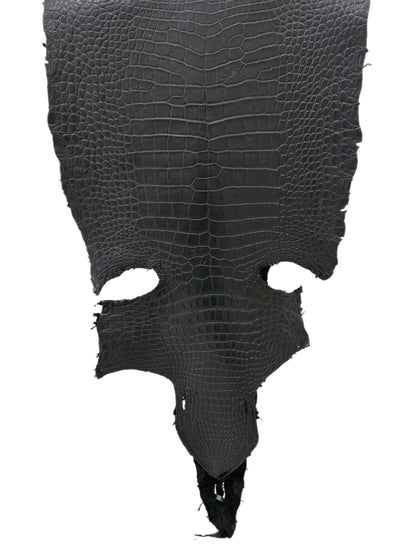 50 cm Grade 4/5 Black Matte Wild American Alligator Leather - Tag: LA22-0020979