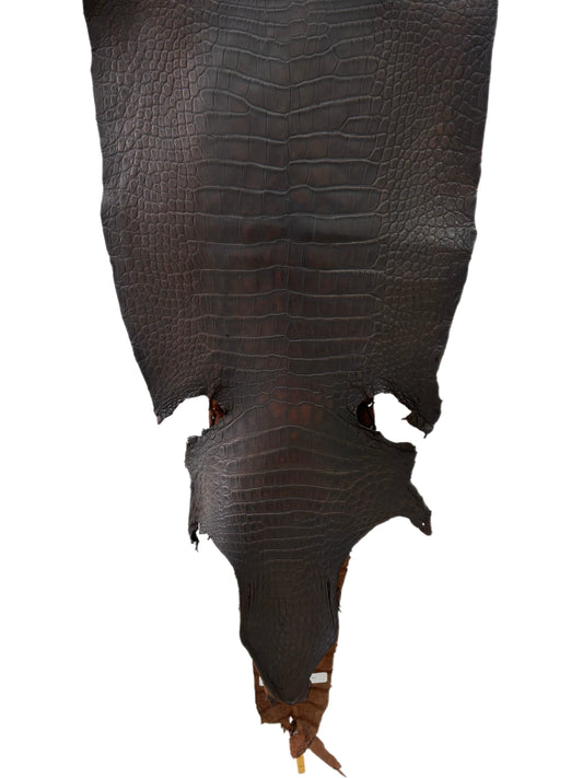 42 cm Grade 3/4 Dark Whiskey Antique Matte Wild American Alligator Leather - Tag: LA23-0005912