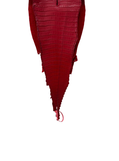 26 cm Grade 1 Candy Apple Red Matte Farm-Raised American Alligator Leather - Tag: FL21-0024615