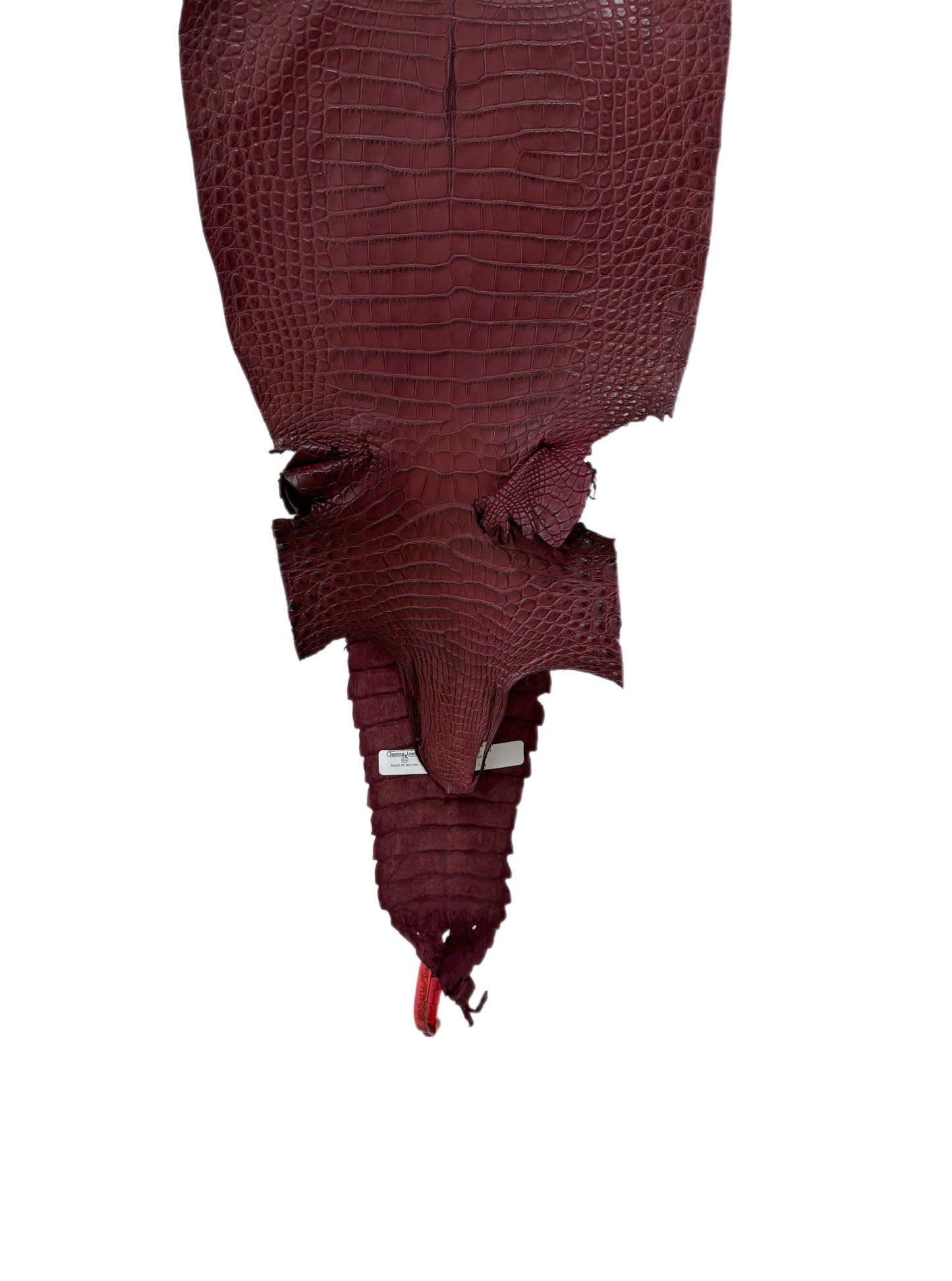 27 cm Grade 1/2 Bordeaux Matte Farm-Raised American Alligator Leather - Tag: FL21-0024880