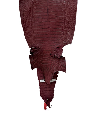 27 cm Grade 1/2 Bordeaux Matte Farm-Raised American Alligator Leather - Tag: FL21-0024880