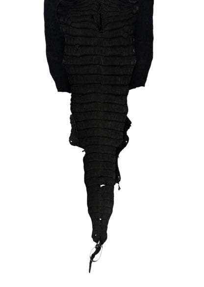36 cm Grade 3/4 Black Nubuck Wild American Alligator Leather - Tag: LA23-0004429