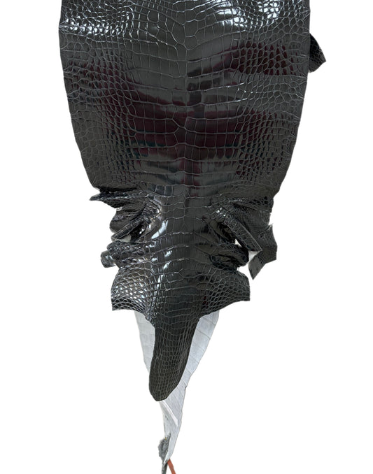 37 cm Grade 2/3 Grey Glazed Farm-Raised American Alligator Leather - Tag: GA14-0021583