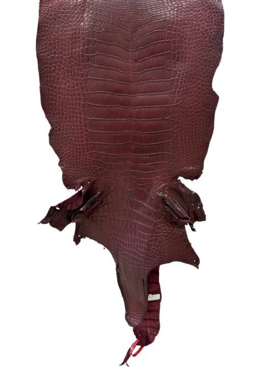 40 cm Grade 2/3 Bordeaux Matte Wild American Alligator Leather - Tag: LA23-0022540