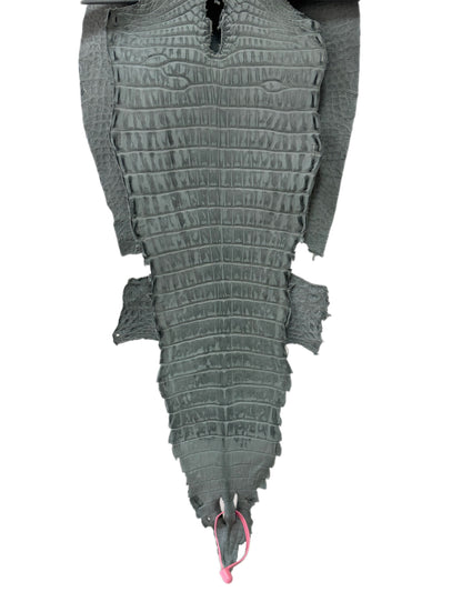 New Color and Finish! 29 cm Grade 1/2 Charcoal Grey Nubuck Farm-Raised American Alligator Leather - Tag: FL21-0024464