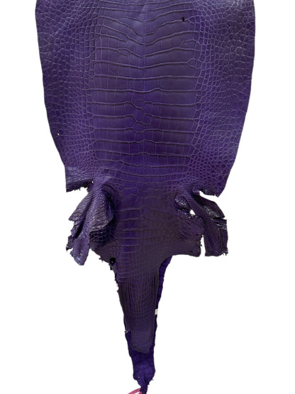 44 cm Grade 2/3 Violet Primavera Matte Wild American Alligator Leather - Tag: LA23-0017974