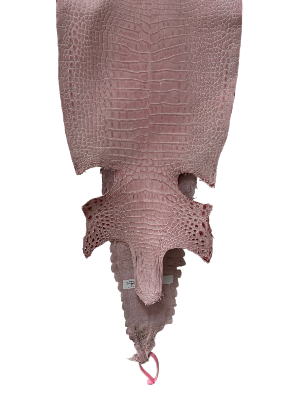 New Color and Finish! 29 cm Grade 1/2 Light Pink Nubuck Farm-Raised American Alligator Leather - Tag: FL21-0024762