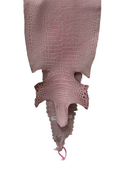 New Color and Finish! 29 cm Grade 1/2 Light Pink Nubuck Farm-Raised American Alligator Leather - Tag: FL21-0024762