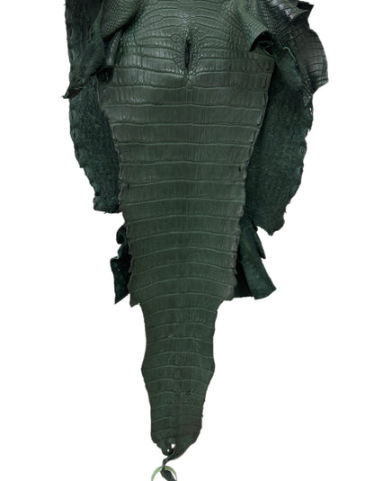35 cm Grade 2/3 Forest Green Matte Wild American Alligator Leather - Tag: LA23-0050738