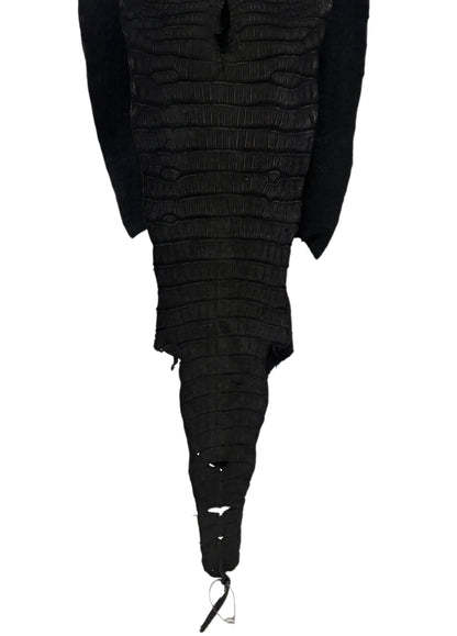 39 cm Grade 2/3 Black Nubuck Wild American Alligator Leather - Tag: LA23-0003072