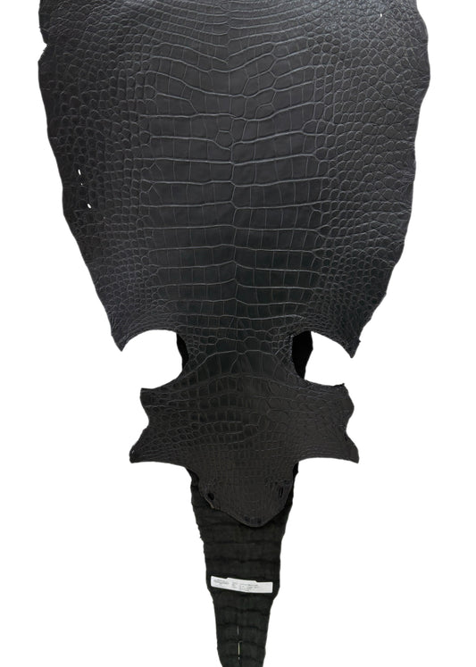 43 cm Grade 3/4 Black Matte Wild American Alligator Leather - Tag: LA22-0004177