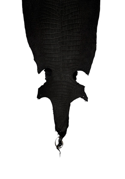 34 cm Grade 3/4 Black Nubuck Wild American Alligator Leather - Tag: LA23-0002154