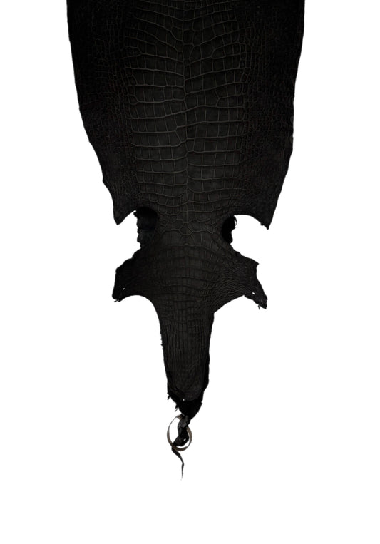 34 cm Grade 3/4 Black Nubuck Wild American Alligator Leather - Tag: LA23-0002154