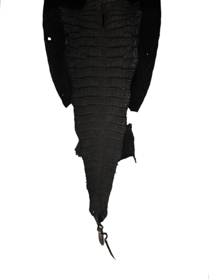 34 cm Grade 3/4 Black Nubuck Wild American Alligator Leather - Tag: LA23-0002798