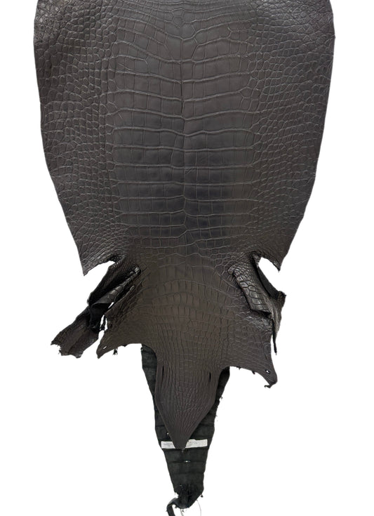 46 cm Grade 2/3 Black Matte Wild American Alligator Leather - Tag: LA23-0051766