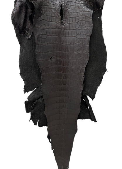 56 cm Grade 3/4 Black Matte Wild American Alligator Leather - Tag: LA23-0014757
