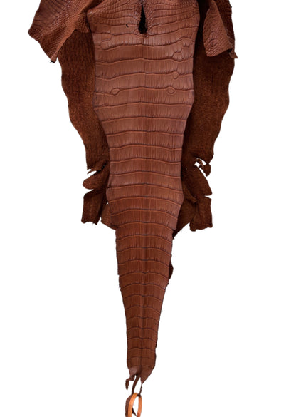 32 cm Grade 3/4 Rustic Cognac Matte Wild American Alligator Leather - Tag: LA18-0011928
