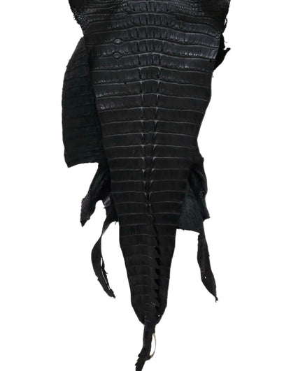 45 cm Grade 1/2 Black Matte Wild American Alligator Hornback Leather - Tag: FL09-0023249